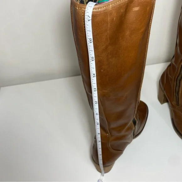 Fly London| Brown Leather Heeled Round Toe Boots With Zippers - Picture 12 of 17